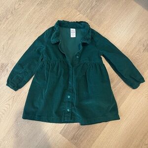toddler green corduroy button up dress